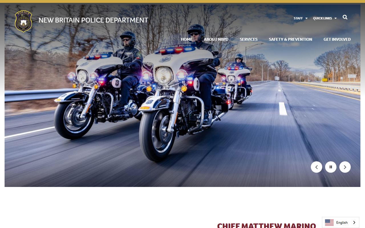 New Britain Police Department homepage for the headquarters temporary holding facility